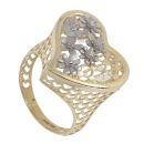 14ct Yellow And White Gold Floral Heart Ring