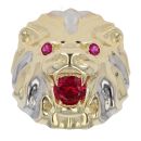 14ct Yellow And White Gold Red Gem Animal Ring