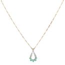9ct Yellow Gold 0.02ct Diamond and Emerald Pendant and Chain 18"