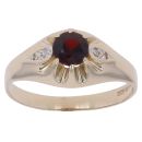 9ct Yellow Gold 0.03ct Diamond and Garnet Signet Ring