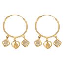 22ct Yellow and White Gold Bauble Dropper Hoop Earrings