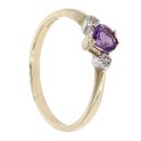 9ct Yellow Gold Created Amethyst and Diamond Heart Ring