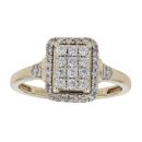 9ct Yellow Gold 0.36ct Brilliant Cut Diamond Cluster Ring