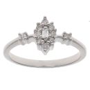9ct White Gold 0.18ct Mixed Cut Diamond Marquise Cluster Ring