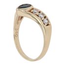 9ct Yellow Gold Sapphire and Cubic Zirconia Wishbone Ring