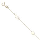 9ct Yellow Gold Heart Silhouette and Disc Bracelet 7.5"