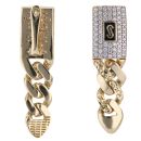 14ct Yellow Gold Monaco Classic Alternate Flex Pave Lock Drop Earrings