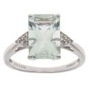 9ct White Gold 0.10ct Diamond and Praseolite Solitaire Ring
