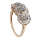 9ct Yellow Gold 1.00ct Brilliant And Baguette Cut Diamond Cluster Ring