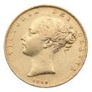 1845 Victoria Young Head Shield UK Full Sovereign Coin