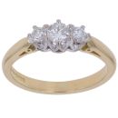 18ct Yellow Gold 0.50ct Diamond Trilogy Ring
