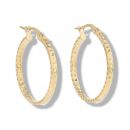 9ct Yellow Gold Diamond Cut Hoop Earrings