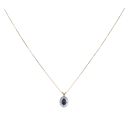 9ct Yellow Gold Certificated Sapphire And Diamond Cluster Pendant 18"