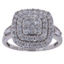 9ct White Gold 1.25ct Brilliant Cut Diamond Cluster Ring