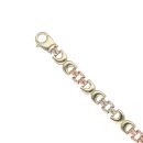 9ct Yellow, White And Rose Gold Fancy Bracelet 7.5"
