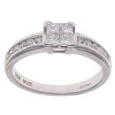 18ct White Gold 0.50ct Princess and Brilliant Cut Diamond Cluster Ring
