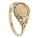 9ct Yellow Gold Patterned St George Coin Ring