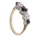 9ct Yellow Gold Created Sapphire and Cubic Zirconia Five Stone Ring