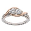 14ct White and Rose Gold 1.00ct Brilliant Cut Diamond Two Stone Ring
