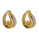22ct Yellow and White Gold Cubic Zirconia Stud Earrings