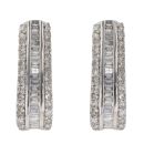 9ct White Gold 0.50ct Brilliant and Baguette Cut Diamond Half Hoop Earrings