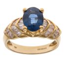 18ct Yellow Gold 1.25ct Baguette Cut Diamond and Sapphire Solitaire Ring
