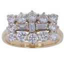 18ct Yellow Gold 2.00ct Brilliant and Baguette Cut Diamond Cluster Ring