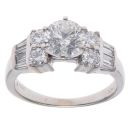 14ct White Gold 2.00ct Brilliant and Baguette Cut Diamond Solitaire Ring