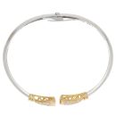 14ct Yellow and White Gold 0.75ct Brilliant Cut Diamond Hinged Cluster Bangle