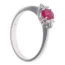 9ct White Gold 0.06ct Diamond and Ruby Ring