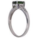 9ct White Gold Diopside and Cubic Zirconia Single Stone Ring