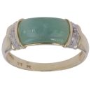 9ct Yellow Gold 0.05ct Diamond And Jade Ring