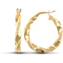 9ct Yellow Gold Polished/Frost Hoop Earrings
