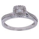 9ct White Gold 0.20ct Brilliant and Princess Cut Diamond Cluster Ring