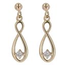 9ct Yellow Gold 0.15ct Diamond Infinity Drop Earrings