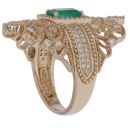 14ct Yellow Gold 0.70ct Diamond and Emerald Fancy Ring
