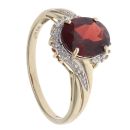 9ct Yellow Gold 0.05ct Diamond and Garnet Cluster Ring