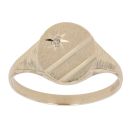 9ct Yellow Gold 0.01ct Diamond Patterned Signet Ring