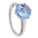 9ct White Gold 0.01ct Diamond and Blue Gemstone Fancy Ring