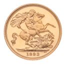 1993 Elizabeth II Third Portrait UK Full Sovereign Coin Proof Boxed