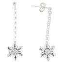 Silver Cubic Zirconia Snowflake Drop Earrings By Icesia
