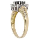 18ct Yellow Gold Sapphire and 0.33c Diamond Cluster Ring