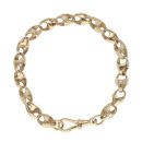 9ct Yellow Gold Patterned and Plain Acorn Bracelet 8"