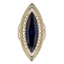 14ct Yellow Gold Cubic Zirconia Blue Gemstone Ring