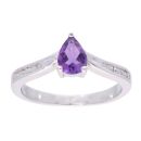 9ct White Gold Amethyst and Diamond Dress Ring