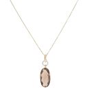 9ct Yellow Gold 0.05ct Brilliant Cut Diamond And Smoky Quartz Pendant And Chain 18"