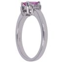 18ct White Gold 0.10ct Diamond and Pink Sapphire Three Stone Ring