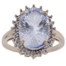 9ct Yellow Gold 0.06ct Diamond and Blue Gemstone Cluster Ring