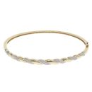 9ct Yellow And White Gold 0.04ct Brilliant Cut Diamond Twist Patterned Bangle