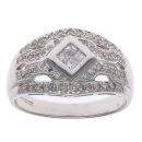 18ct White Gold 0.33ct Brilliant and Princess Cut Diamond Cluster Ring